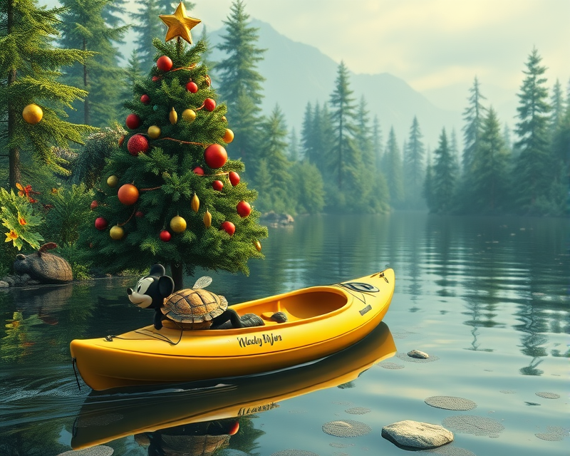 bee, kayak, turtle, mickey mouse, christmas tree